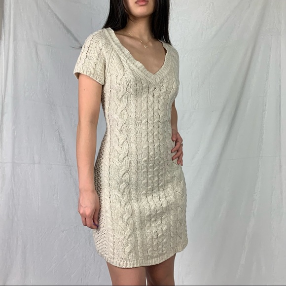 so medium beige cream knit sweater dress - Picture 2 of 14